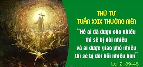 Suy niệm Thứ Tư Tuần XXIX Thường Niên: Cho nhiều đòi nhiều